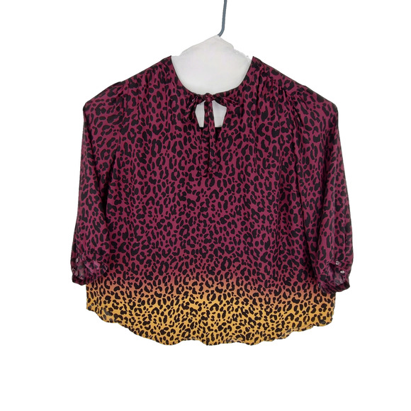 Torrid Woman Purple Yellow Pullover Blouse Size 3=3X=22- 24 Neck Tie 3/4 Sleeves - Picture 1 of 7